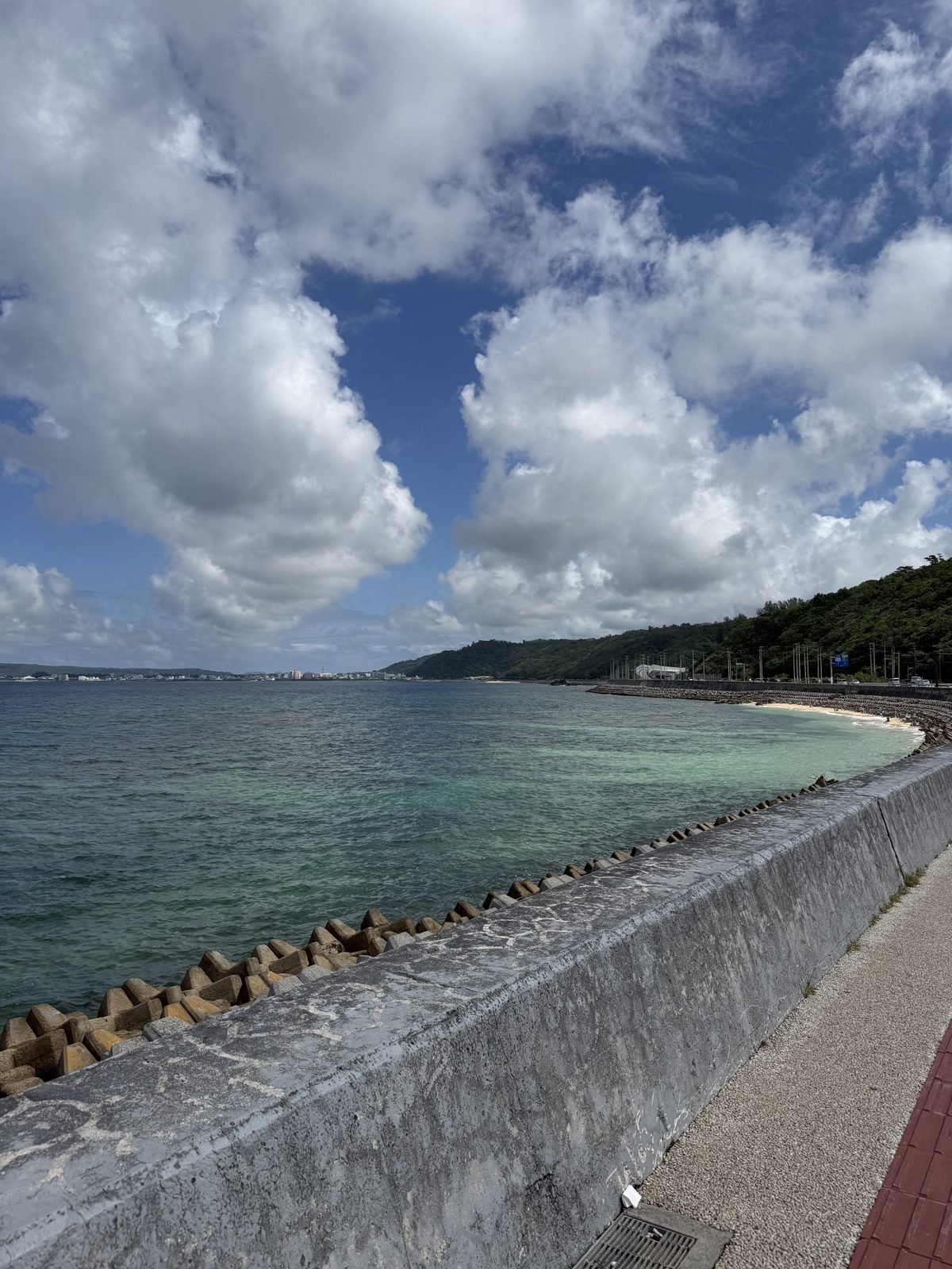 沖縄の海沿いの道から見た青い海